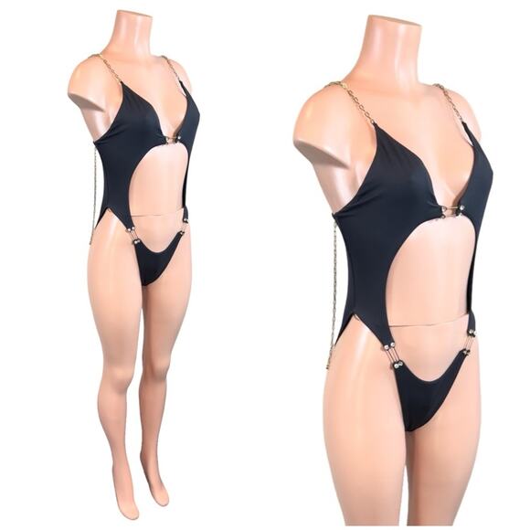 BEACH BUNNY NOELANI BLACK ONE PIECE  SZ L $225 - Picture 11 of 11
